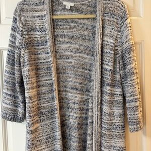 J. Jill Women's Blue and White Knit Cardigan